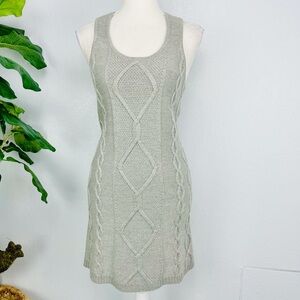 MAGASCHONI 100% Wool Grey Cable Knit Sleeveless Mini Fitted Dress